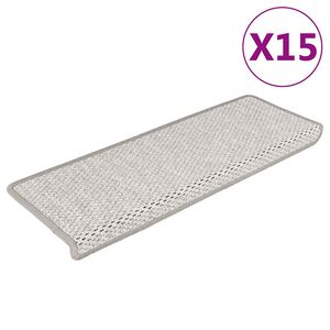 vidaXL Trappstegsmattor sj&auml;lvh&auml;ftande sisal 15 st 65x21x4 cm platina