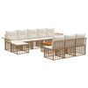 vidaXL Utomhussoffset 11 st 10-sits Naturlig och Creamvit Polyester