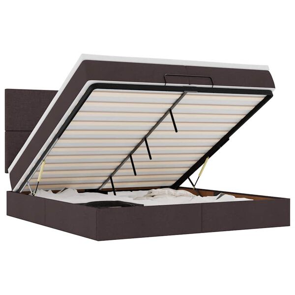 vidaXL Ottoman s&auml;ngram med madrasser m&ouml;rkbrun 200x200 cm tyg