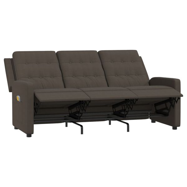 vidaXL Massagefåtölj 3-sits brun tyg