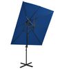 vidaXL Frih&auml;ngande tr&auml;dg&aring;rdsparasoll med ventilation azurbl&aring; 250x250cm