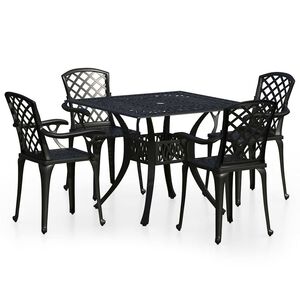 vidaXL Caf&eacute;set 5 delar gjuten aluminium svart
