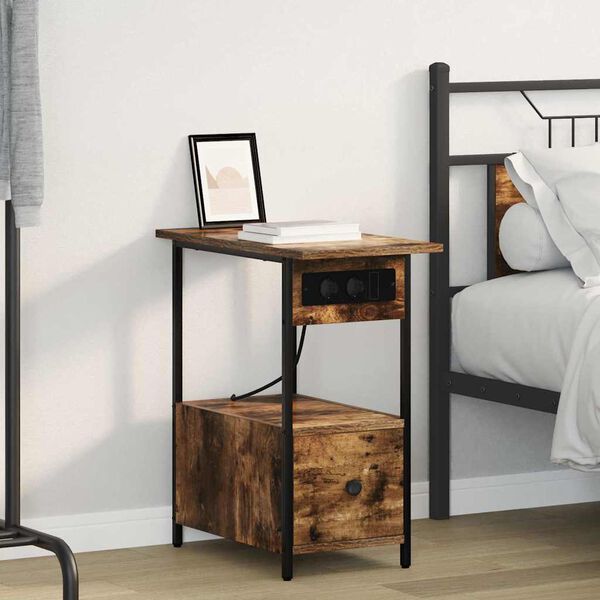 vidaXL Nattduksbord med l&aring;da R&ouml;kt ek 60 x 30 x 61 cm Konstruerat tr&auml;