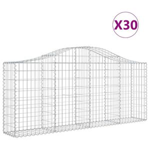 vidaXL Gabioner b&aring;gformade 30 st 200x30x80/100 cm galvaniserat j&auml;rn