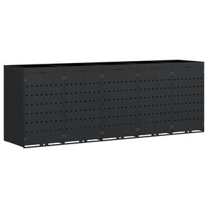vidaXL F&ouml;rvaring f&ouml;r 5 soptunnor Svart 340 x 77,5 x 121,5 cm