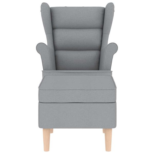 vidaXL F&aring;t&ouml;lj med fotpall ljusgr&aring; tyg