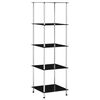 vidaXL Hylla 5 hyllplan svart 40x40x130 cm h&auml;rdat glas
