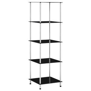 vidaXL Hylla 5 hyllplan svart 40x40x130 cm h&auml;rdat glas