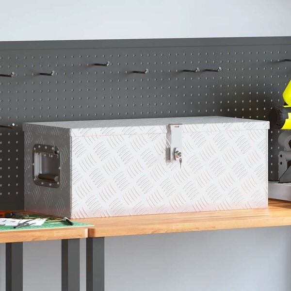 vidaXL F&ouml;rvaringsl&aring;da silver 70x31x27 cm aluminium