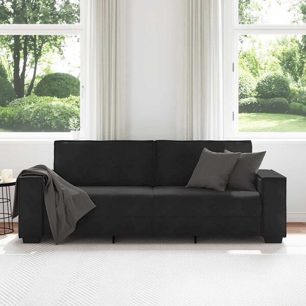 vidaXL 3-sitssoffa svart 180 cm sammet