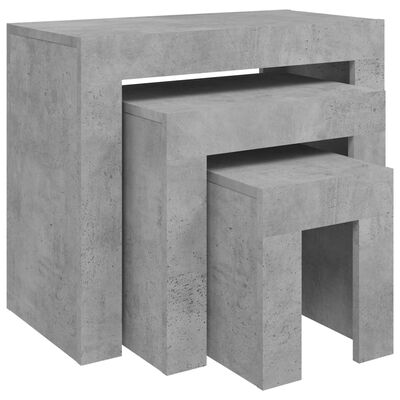 vidaXL Satsbord 3 st betonggrå spånskiva