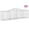 vidaXL Gabioner b&aring;gformade 3 st 300x50x80/100 cm galvaniserat j&auml;rn