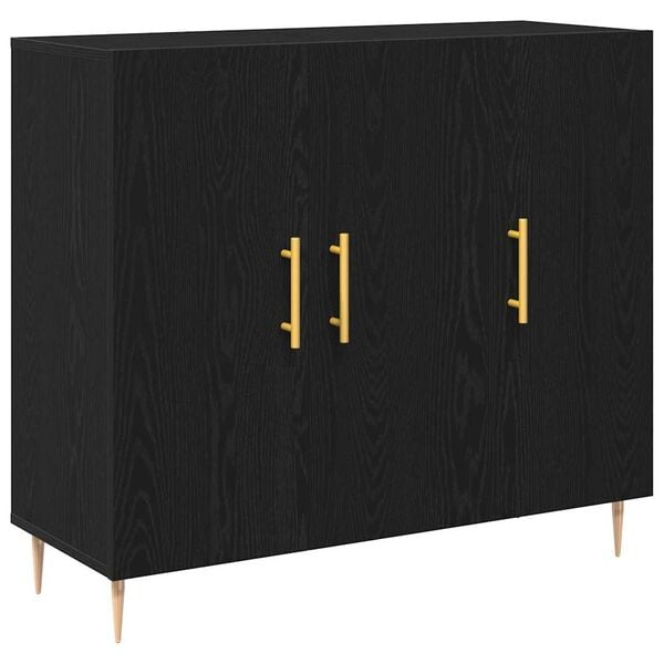 vidaXL Sideboard Svart Ek 90 x 34 x 80 cm Konstruerat tr&auml;