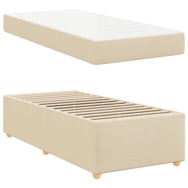 vidaXL S&auml;ngram med madrass Kr&auml;m 80 x 200 cm tyg