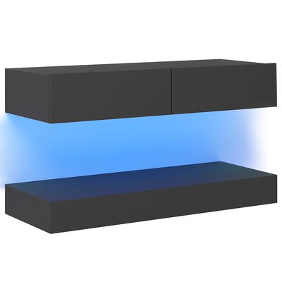 vidaXL TV-bänk med LED-belysning grå 90x35 cm