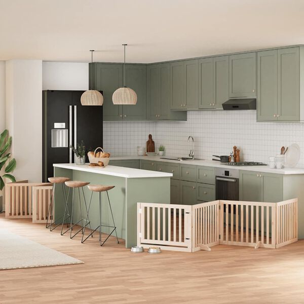 vidaXL Hundgrind med d&ouml;rr vikbar 10 paneler 800 cm poppel