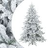 vidaXL Konstgjord Vikbar Julgran Sn&ouml; Flocked Vit 210 cm PVC, st&aring;l