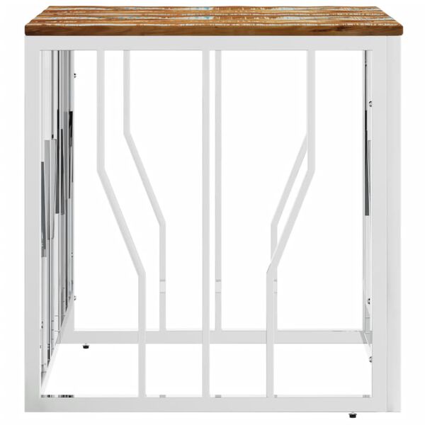 vidaXL Soffbord silver rostfritt stål och massivt återvunnet trä