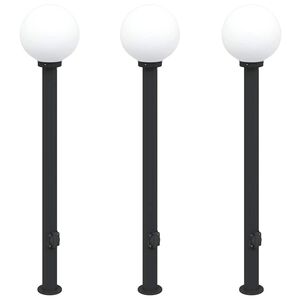 vidaXL Pollare med uttag 3 st 120 cm svart IP44