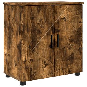 vidaXL Badrumssk&aring;p R&ouml;kt ek 61 x 35 x 64 cm Konstruerat tr&auml; & Metall