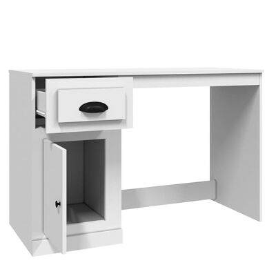 vidaXL Skrivbord med låda vit 115x50x75 cm konstruerat trä