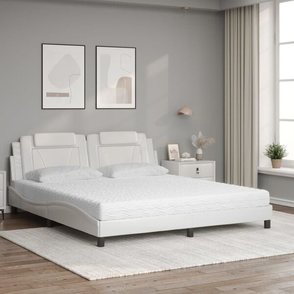 vidaXL Bed "Viana" with Mattress White 180x200 cm Faux Leather