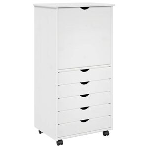 vidaXL Rullande sk&aring;p med hjul Vit 53 x 39 x 103 cm Massiv furu