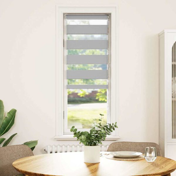 vidaXL Rullgardin zebra ljusgr&aring; 40x100 cm tyg bredd 35,9 cm polyester