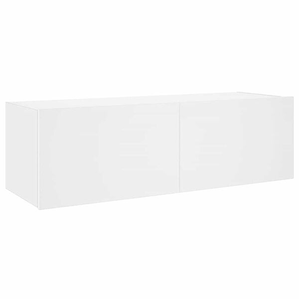 vidaXL V&auml;ggmonterad tv-b&auml;nk LED vit 100x35x31 cm