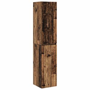 vidaXL V&auml;ggmonterat Badrumssk&aring;p Gammalt tr&auml; 33 x 34,5 x 160 cm