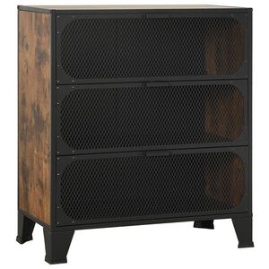vidaXL F&ouml;rvaringssk&aring;p rustik brun 72x36x82 cm metall och MDF