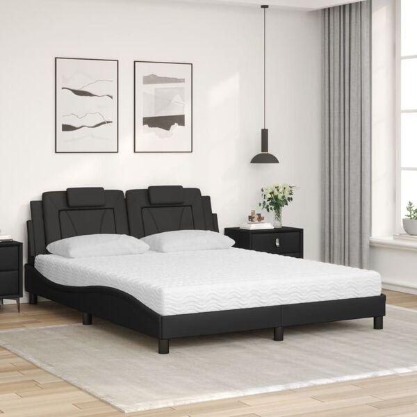 vidaXL Bed "Viana" with Mattress Black 160x200 cm Faux Leather