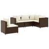 vidaXL Loungegrupp med dynor 5 delar brun konstrotting