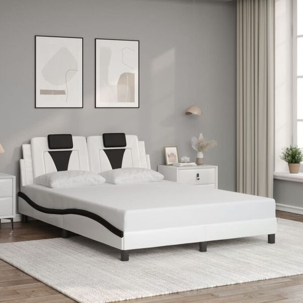 vidaXL Bed Frame "Viana" without Mattress White and Black 120x200 cm Faux Leather