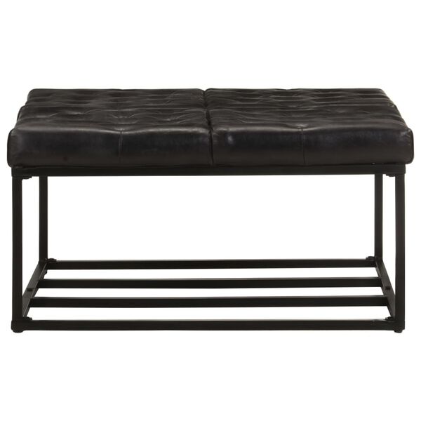 vidaXL Sittpuff svart 80x80x43 cm &auml;kta skinn