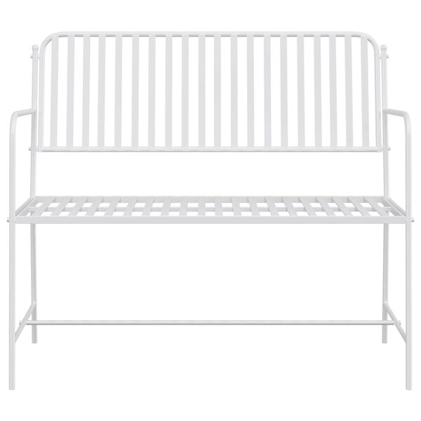 vidaXL Trädgårdsbänk Vit 104 x 54 x 93 cm Stål