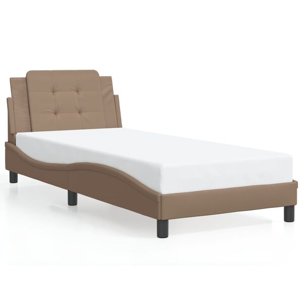 vidaXL Bed Frame without Mattress "Zadar" Cappuccino 100x200 cm Faux Leather