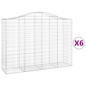vidaXL Gabioner b&aring;gformade 6 st 200x50x140/160 cm galvaniserat j&auml;rn