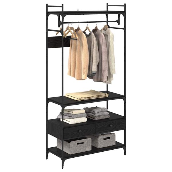 vidaXL Garderob med l&aring;da Svart ek 89 x 39 x 184.5 cm Konstruerat tr&auml;