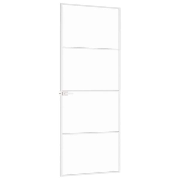 vidaXL Innerd&ouml;rr 76x201,5 cm h&auml;rdat glas och aluminium slim