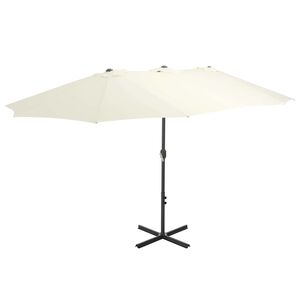 vidaXL Tr&auml;dg&aring;rdsparasoll med aluminiumst&aring;ng 460x270 cm sand