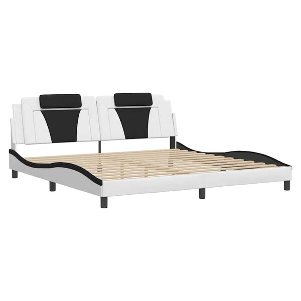 vidaXL Bed Frame "Viana" without Mattress White and Black 200x200 cm Faux Leather