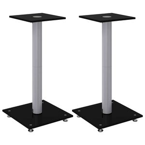 vidaXL H&ouml;gtalarstativ 2 st h&auml;rdat glas 1-pelarmodell svart & silver