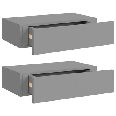 vidaXL Väggmonterade lådor grå 2 st 40x23,5x10 cm MDF