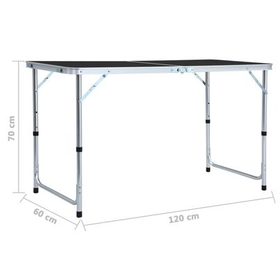 vidaXL Hopfällbart campingbord grå aluminium 120x60 cm