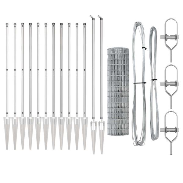 vidaXL St&auml;ngsel med stolpe Silver 1,2 x 25 m St&aring;l