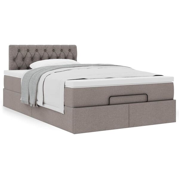 vidaXL Ottoman s&auml;ngram med madrass taupe 120x200 cm tyg