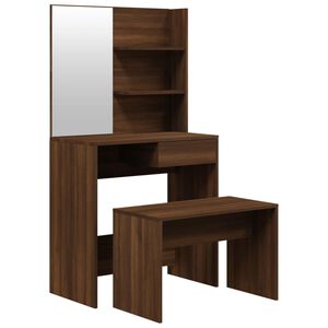 vidaXL Sminkbord set brun ek 74,5x40x141 cm