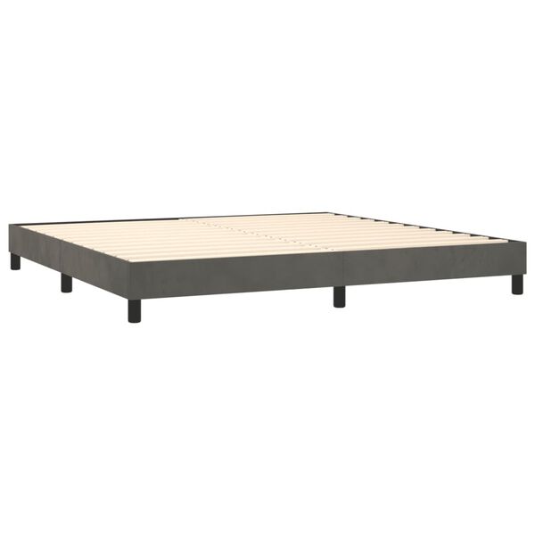 vidaXL Boxspring-s&auml;ngram m&ouml;rkgr&aring; 200x200 cm sammet