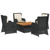vidaXL Loungegrupp med dynor 5 delar konstrotting svart